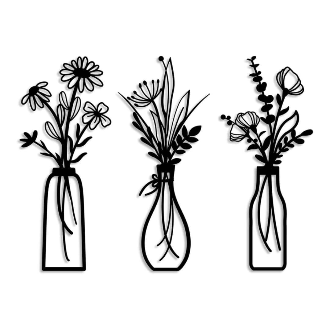 Flower Vessel Wall Decor 3 Pcs WD04FV